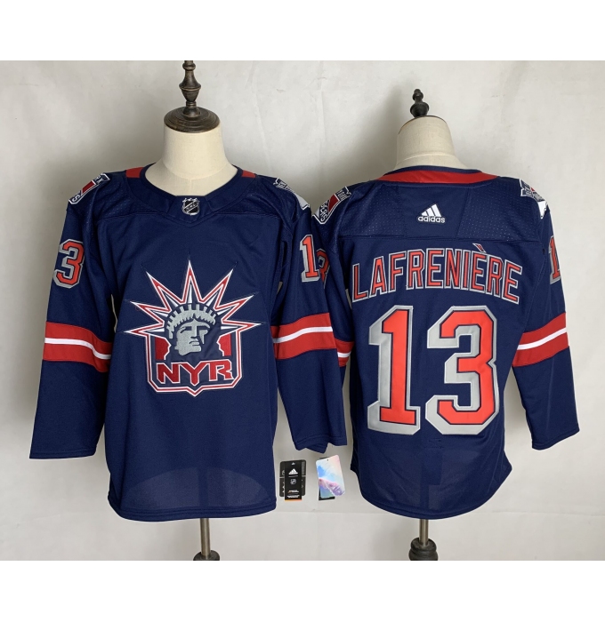 Men's New York Rangers #13 Alexis Lafreniere Blue Home Replica Player Jersey