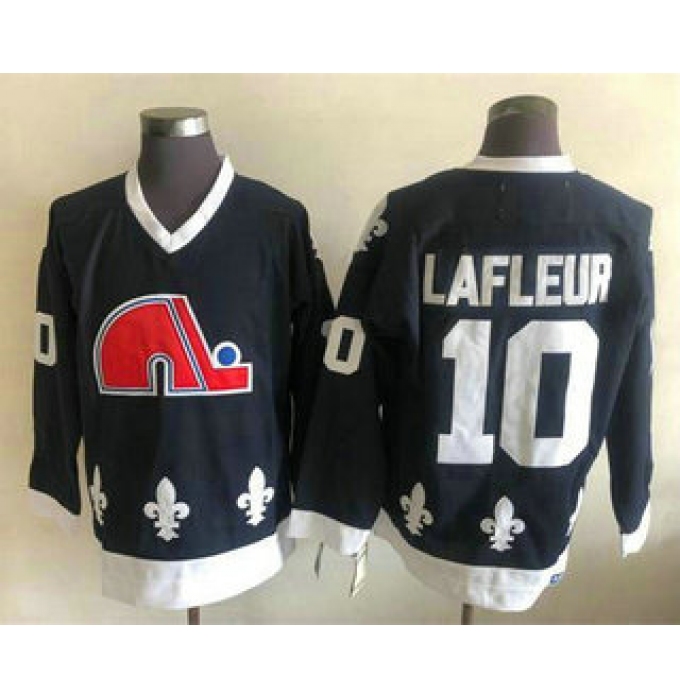 Men's Quebec Nordiques #10 Lafleur White CCM Throwback Jersey