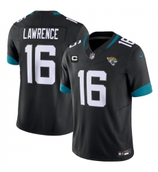 Men's Jacksonville Jaguars #16 Trevor Lawrence Black With 4-Star C Vapor Untouchable Limited Stitched Jersey