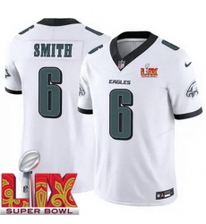 Men's Philadelphia Eagles DeVonta Smith #6 White 2024 2025 Super Bowl LIX F U S E Stitched NFL Jersey