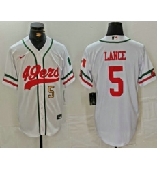 Men's San Francisco 49ers #5 Trey Lance Number White Mexico Cool Base Stitched Baseball Jersey