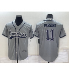 Men's Dallas Cowboys #11 Micah Parsons Grey Stitched Cool Base Nike Baseball Jersey