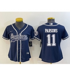 Women's Dallas Cowboys #11 Micah Parsons Navy Blue With Patch Cool Base Stitched Baseball Jersey