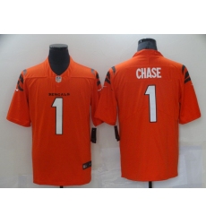 Men's Cincinnati Bengals #1 Ja'Marr Chase Nike Orange 2021 NFL Draft First Round Pick Limited Jersey
