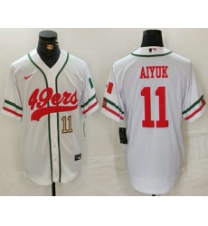 Men's San Francisco 49ers #11 Brandon Aiyuk Number White Mexico Cool Base Stitched Baseball Jersey