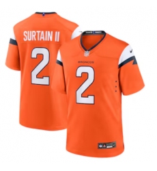 Men's Denver Broncos #2 Patrick Surtain II Nike Orange Game Jersey