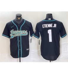 Men's Jacksonville Jaguars #1 Travis Etienne Jr. Black With Cool Base Baseball Stitched Jersey