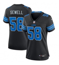 Women's Detroit Lions #58 Penei Sewell Black 2nd Alternate Stitched Jersey(Run Smaller)