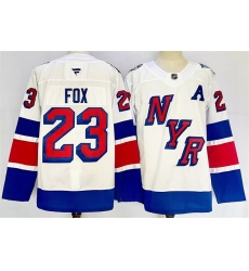 Men's New York Rangers #23 Adam Fox White 2024-25 Stadium Series Stitched Jersey