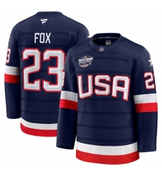 Men's USA #23 Adam Fox Navy 2025 4 Nations Face-Off Stitched Jersey