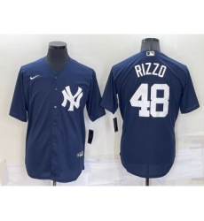 Men's New York Yankees #48 Anthony Rizzo Navy Blue Stitched Nike Cool Base Throwback Jersey