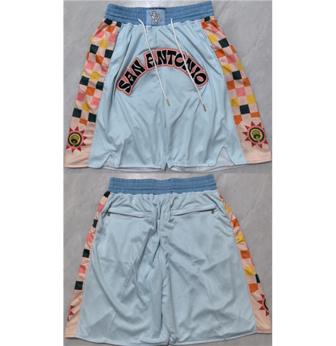 Men' San Antonio Spurs Light Blue City Edition Shorts (Run Small)