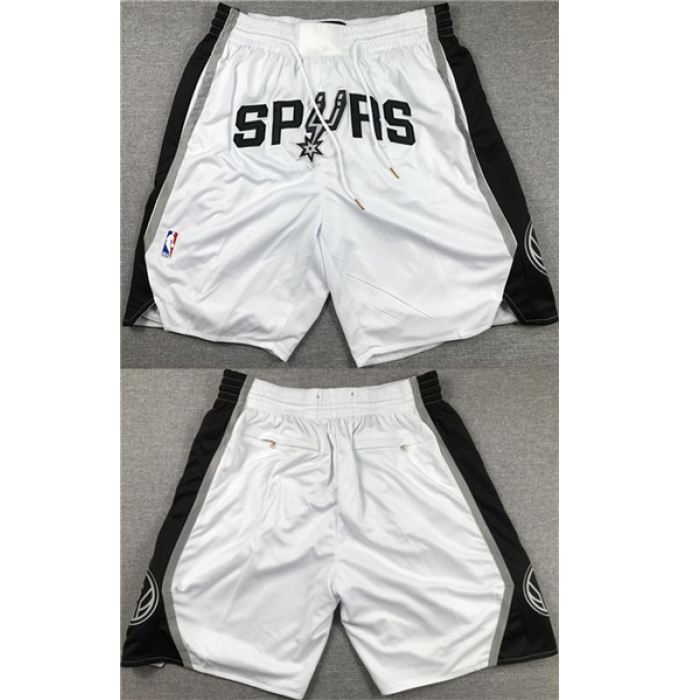 Men' San Antonio Spurs White Shorts (Run Small)