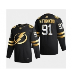Men's Tampa Bay Lightning #91 Steve Stamkos Black Golden Edition Limited Stitched Hockey Jersey