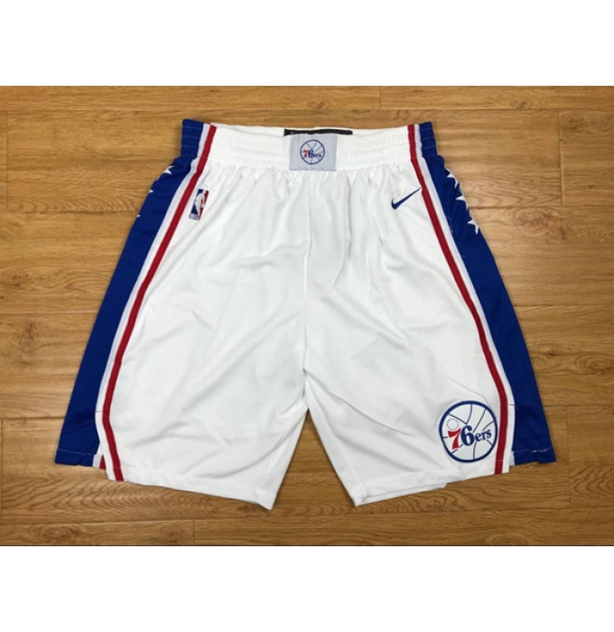 Men's Philadelphia 76ers White NBA Shorts (Run Smaller)