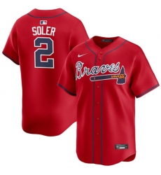 Men's Atlanta Braves #2 Jorge Soler Red 2024 Alternate Limited Stitched Baseball Jersey