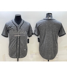 Men's Las Vegas Raiders Blank Grey With Patch Cool Base Stitched Baseball Jersey