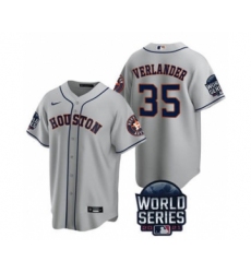 Men's Houston Astros #35 Justin Verlander 2021 Gray World Series Cool Base Stitched Baseball Jersey