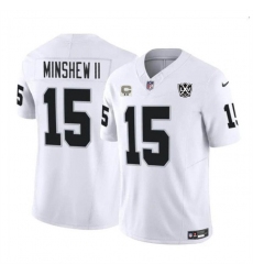 Men's Las Vegas Raiders #15 Gardner Minshew II White 2024 F.U.S.E 65th Anniversary Vapor Stitched Football Jersey