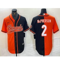 Men's Cincinnati Bengals #2 Evan McPherson Orange Black Two Tone Cool Base Stitched Baseball Jersey