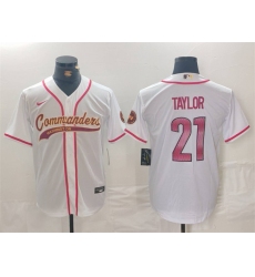 Men's Washington Commanders #21 Sean Taylor White With Cool Base Stitched Baseball Jersey