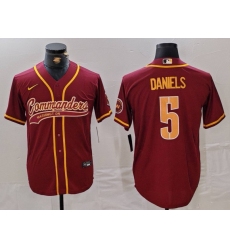 Men's Washington Commanders #5 Jayden Daniels Burgundy Cool Base Stitched Baseball Jersey