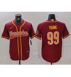 Men's Washington Commanders #99 Chase Young Burgundy Cool Base Stitched Baseball Jersey