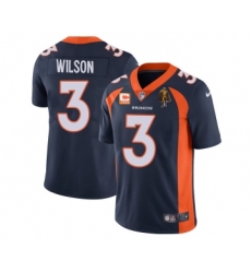 Men's Denver Broncos #3 Russell Wilson Navy With C Patch & Walter Payton Patch Vapor Untouchable Limited Stitched Jersey