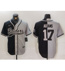 Men's Las Vegas Raiders #17 Davante Adams Grey Black Split Cool Base Stitched Baseball Jersey