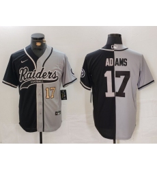 Men's Las Vegas Raiders #17 Davante Adams Number Grey Black Split Cool Base Stitched Baseball Jersey