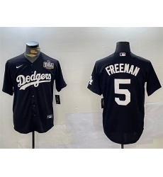 Men's Los Angeles Dodgers #5 Freddie Freeman Black 2024 World Series Cool Base Stitched Baseball Jersey