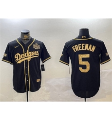 Men's Los Angeles Dodgers #5 Freddie Freeman Black Gold 2024 World Series And Champions Cool Base Stitched Baseball Jersey