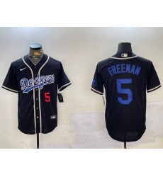 Men's Los Angeles Dodgers #5 Freddie Freeman Number Black Cool Base Jerseys