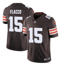 Men's Cleveland Browns #15 Joe Flacco Brown 2023 F.U.S.E. Vapor Limited Football Stitched Jersey