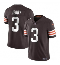 Men's Cleveland Browns #3 Jerry Jeudy Brown Vapor Limited Football Stitched Jersey