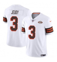 Men's Cleveland Browns #3 Jerry Jeudy White 1946 Collection Vapor Limited Football Stitched Jersey