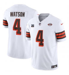 Men's Cleveland Browns #4 Deshaun Watson White 2024 F.U.S.E. With 2-Star C 1946 Collection Vapor Untouchable Limited Stitched Jersey