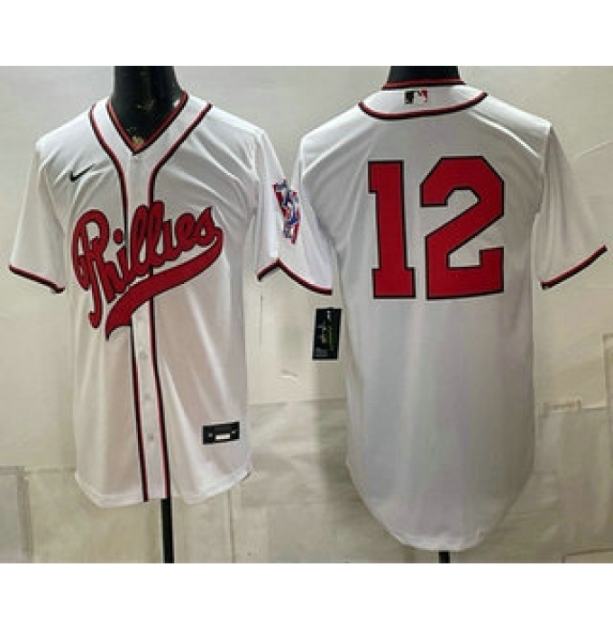 Men's Philadelphia Phillies #12 Kyle Schwarber White 2026 Field of Dreams Stadium Stitched Jersey