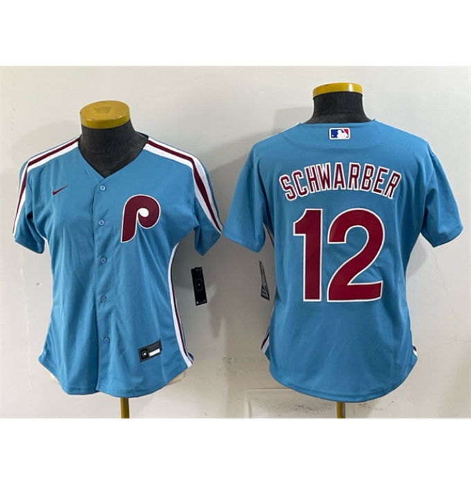 Women's Philadelphia Phillies #12 Kyle Schwarber Blue Stitched Baseball Jersey(Run Small)
