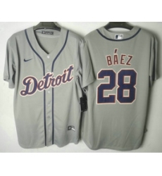 Men's Detroit Tigers #28 Javier Baez Grey Stitched Cool Base Nike Jersey