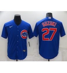 Men's Nike Chicago Cubs #27 Seiya Suzuki Blue Home Flex Base Authentic Collection Jersey