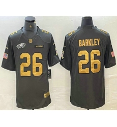 Men's Philadelphia Eagles #26 Saquon Barkley Anthracite Gold 2016 Salute To Service Stitched Nike Limited Jersey