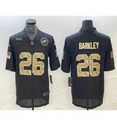 Men's Philadelphia Eagles #26 Saquon Barkley Black Camo 2020 Salute To Service Stitched NFL Nike Limited Jersey