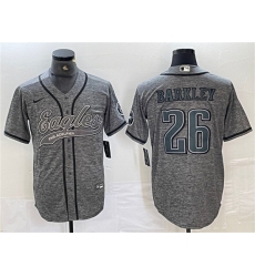 Men's Philadelphia Eagles #26 Saquon Barkley Gray Cool Base Baseball Stitched Jersey