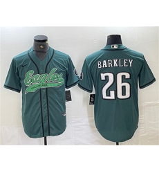 Men's Philadelphia Eagles #26 Saquon Barkley Green Cool Base Baseball Stitched Jersey