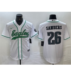 Men's Philadelphia Eagles #26 Saquon Barkley White Cool Base Baseball Stitched Jersey