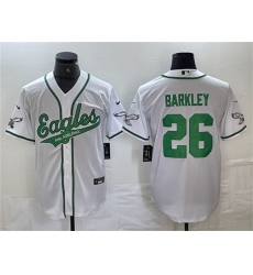 Men's Philadelphia Eagles #26 Saquon Barkley White Cool Base Baseball Stitched Jerseys