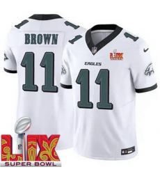 Men's Philadelphia Eagles A.J. Brown #11 White 2024 2025 Super Bowl LIX F U S E Stitched NFL Jersey