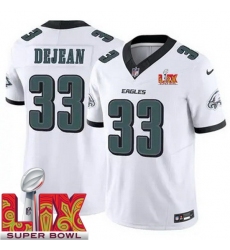 Men's Philadelphia Eagles Cooper DeJean #33 White 2024 2025 Super Bowl LIX F U S E Stitched NFL Jersey