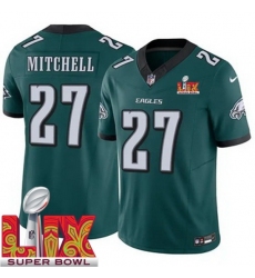 Men's Philadelphia Eagles Quinyon Mitchell #27 Green 2024 2025 Super Bowl LIX F U S E Stitched NFL Jersey